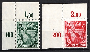 1938 Third Reich, Germany, Complete Set, Corner Margins, Plate Numbers