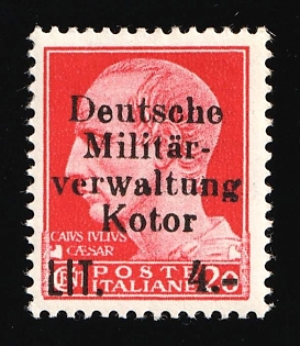 1944 4l Kotor, German Occupation of Bay of Montenegro, Normal 'a', Big 'w'