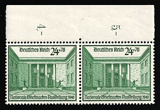 1940 24pf Third Reich, Germany, Pair, Complete Set, Margin, Plate Numbers