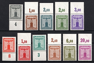 1942 Third Reich, Germany, Official Stamps, Complete Set, Margins, Plate Numbers