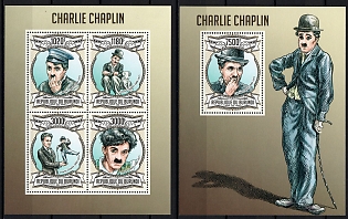 2013 Famous People: Charlie Chaplin, Republic of Burundi, Souvenir Sheets