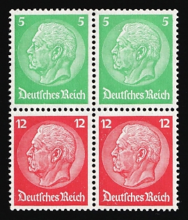1933 Third Reich, Germany, Se-tenant, Zusammendrucke, Block of Four