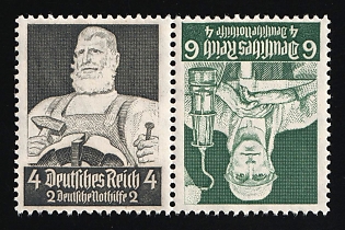 1934 Third Reich, Germany, Tete-beche, Se-tenant, Zusammendrucke