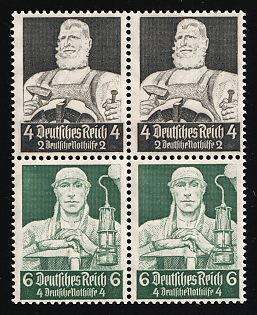 1934 Third Reich, Germany, Se-tenant, Zusammendrucke, Block of Four