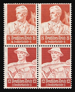 1934 Third Reich, Germany, Se-tenant, Zusammendrucke, Block of Four