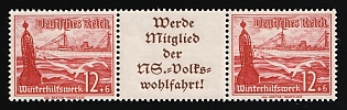 1937 Third Reich, Germany, Se-tenant, Zusammendrucke