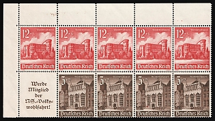 1940 Third Reich, Germany, Se-tenant, Zusammendrucke, Block, Corner Margin