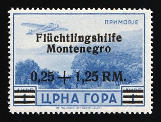 1943 0.25+1.25rm Montenegro, German Occupation, Germany