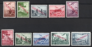 1941 Serbia, German Occupation, Germany, Complete Set, Airmail, Signed
