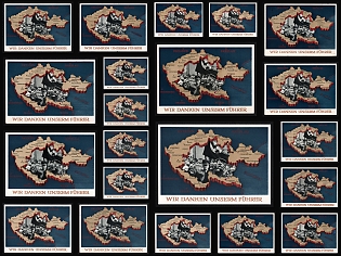 1938-45 'We thank our leader', Maps, Third Reich, Postal Stationery Nazi Propaganda Postcards
