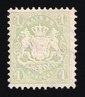 1875 1kr Bavaria, German States, Germany