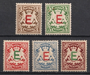 1908 Bavaria, German States, Germany, Official Stamps, Railway Stamps, Complete Set