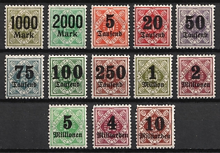 1923 Wurttemberg, German States, Germany, Official Stamps, Complete Set