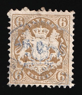 1870 6kr Bavaria, German States, Germany