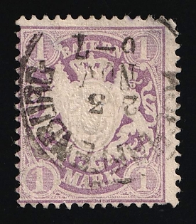 1874-75 1m Bavaria, German States, Germany