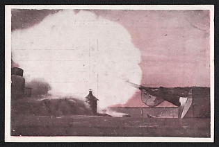 'Fort 'N' Suppresses the Enemy Battery with Fire from Its Guns' Soviet Union, WWII, Military, Picture Postcard