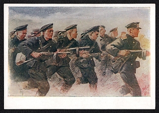 1944 'Marine Corps Attack' Soviet Union, WWII, Military, Picture Postcard
