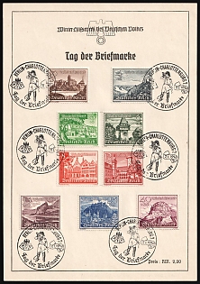 1940 (7 Jan) 'Winter Relief Foundation of the German People. Stamp Day. Berlin-Charlottenburg', Third Reich, Germany, Souvenir Sheet, franked with Complete Set of 3pf-40pf, Commemorative Postmarks