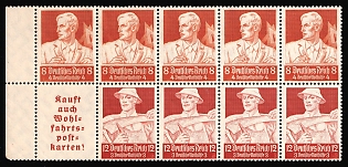 1934 Third Reich, Germany, Se-tenant, Zusammendrucke, Block