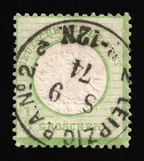 1872 1/3 German Empire, Large Breast Plate, Germany, LEIPZIG Postmark