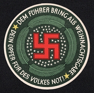1933-45 'Bring Your Sacrifice for People's Need as a Christmas Gift to the Fuhrer' Third Reich, Germany, Non-Postal Nazi Propaganda Beer Coaster
