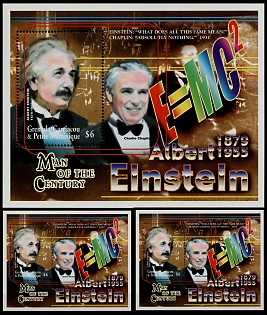 2000 Man of Century: Albert Einstein and Charlie Chaplin, Grenada, Carriacou and Petite Martinique, Souvenir Sheets
