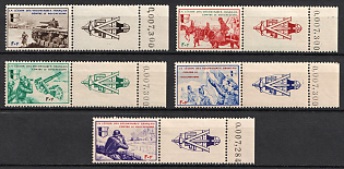 1942 French Legion, Germany, Complete Set, Coupons, Margins, Control Numbers '0,007,284' and '0,007,300'