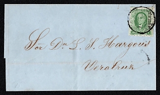 1858 Letter sheet from Mexico (Mexico) to Veracruz (Mexico), franked with 2r (with overprint district Mexico), canceled postmark of Mexico. No arrival postmark