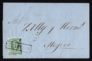 1857 Letter sheet from Yrapuato (Mexico) to Mexico (Mexico), franked with 2r (with overprint district Guanajuato), canceled by Yrapuato frame postmark. No arrival postmark