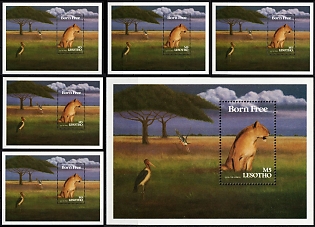 1991 Elsa the lioness from movie 'Born Free', Kingdom of Lesotho, Souvenir Sheets