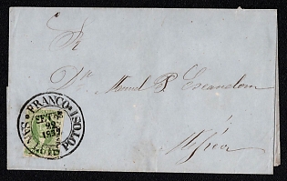 1857 (22 Sep) Letter sheet from San Luis Potosi (Mexico) to Mexico (Mexico), franked with 2r (with overprint district San Luis Potosi), canceled by San Luis Potosi postmark. No arrival postmark