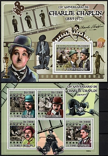 2009 Charlie Chaplin, Democratic Republic of Sao Tome and Principe, Souvenir Sheets