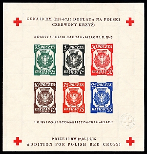 1945 Dachau - Allach, Poland, DP Camp, Displaced Persons Camp, Souvenir Sheet