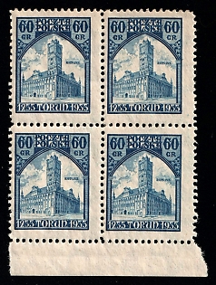 1933 60gr Republic of Poland, Complete Set, Block of Four, Margin