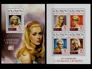 2014 Catherine Deneuve's 70th birthday, Solomon Islands, Souvenir Sheets