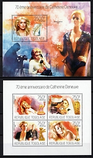 2013 Catherine Deneuve's 70th birthday, Togolese Republic, Souvenir Sheets