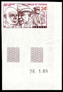 1989 Jean Renoir, 'The Great Illusion', Territory of the Wallis and Futuna Islands, Corner Margins, Imperforate Variety, Sheet Inscription, Printed before Presentation