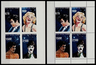 1995 Marilyn Monroe, Elvis Presley, Charlie Chaplin & Bruce Lee, Batum, Georgia, Perforated + Imperforate Souvenir Sheets