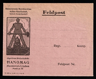 1917 (31 Jul) Germany, Field Post Feldpost Cover, Hanover Machine Building Joint Stock Company, formerly Georg Egestorf, Advertising of 'HANOMAG' Company, 50 000 issue