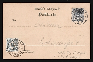 1900 (31 Mar - 1 Apr) German Empire, Germany, Picture Postcard from Dresden to Chemnitz, franked with 2pf, 2pf Private Courier Post 'Dresden Transport Authority Hansa', Last day of City Post - First day for Local Post