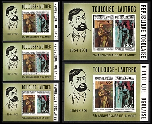 1976 The 75th Anniversary of Death of Henri de Toulouse-Lautrec, Togolese Republic, Airmail, Souvenir Sheets