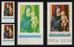 1972 Christmas, Republic of Equatorial Guinea, Airmail, Imperforate Trial Color Proofs, Margins