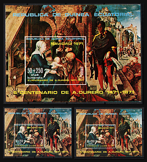 1972 Christmas, Republic of Equatorial Guinea, Airmail, Imperforate Trial Color Proofs