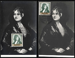 1958 (24 Mar) Kingdom of Spain, 'Portrait of Isabel De Porcel' by Francisco De Goya', Commemorative First Day Picture Postcards Collection franked with 70cts tied by 'Primer Dia Emision' Cancellation, Thematic Group