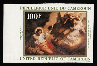 1982 100fr Easter, Republic of Cameroon, Trial Color Proof, Imperforate, Margin