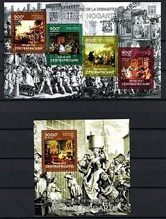2014 The 250th Anniversary of Death of William Hogarth, Central African Republic, Souvenir Sheets