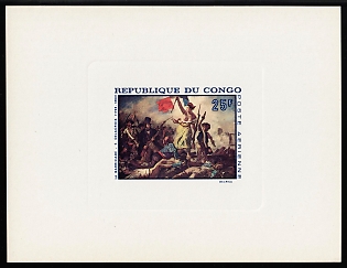 1968 25fr Delacroix, Republic of the Congo, Airmail, Proof Sunken Sheetlet
