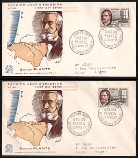 1957 (13 Apr) French Republic, 'Gaston Plante Physicist who Invented the Lead - Acid Battery', Commemorative First Day Covers Collection franked with 8pf tied by 'Premier Jour Orthez (Basses - Pyrenees)' Cancellation, Thematic Group