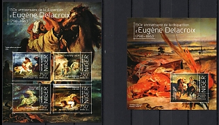 2013 The 150th Anniversary of the Death of Eugene Delacroix, Republic of the Niger, Souvenir Sheets, Complete Set