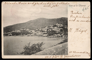 1904 (30 Dec) Danish West Indies Picture Post Card from St. Thomas (Danish overseas colony) to Breslau (now Wroclaw Poland), franked with 2c
